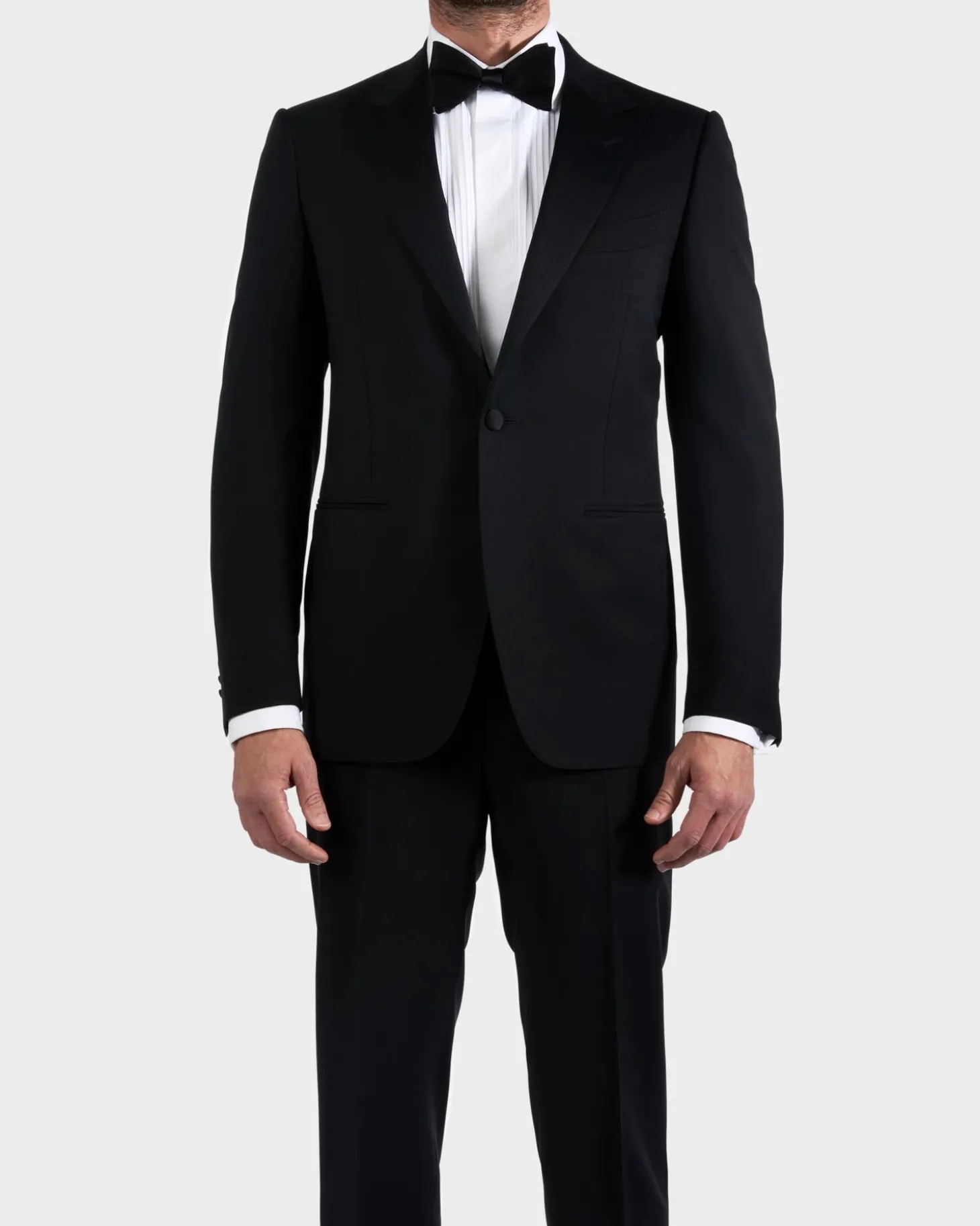 Black Superfine Wool Peak Lapel Dinner Suit