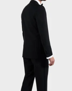 Black Superfine Wool Peak Lapel Dinner Suit