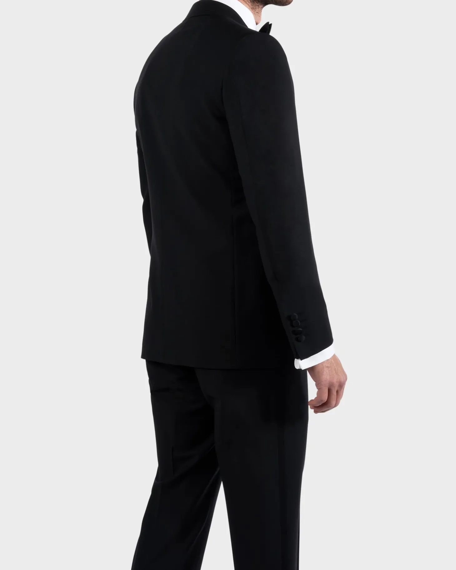 Black Superfine Wool Peak Lapel Dinner Suit