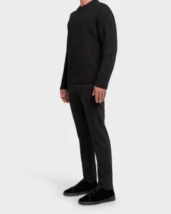 Black Techmerino Wool Knit Sweater