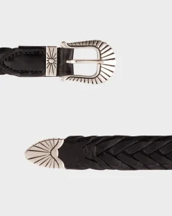 Black Treccia Woven Belt