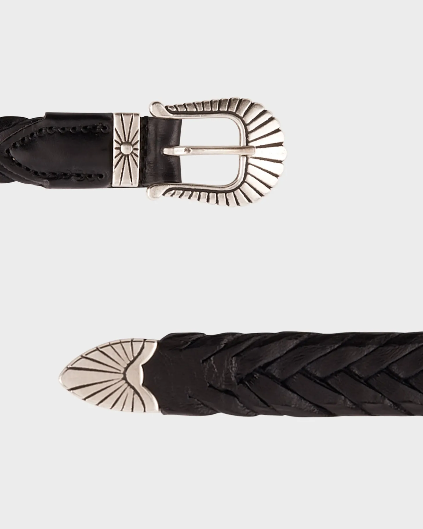 Black Treccia Woven Belt