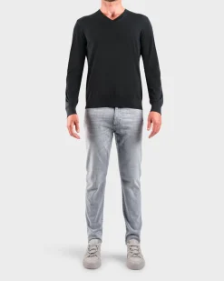 Black V Neck Wool Knit