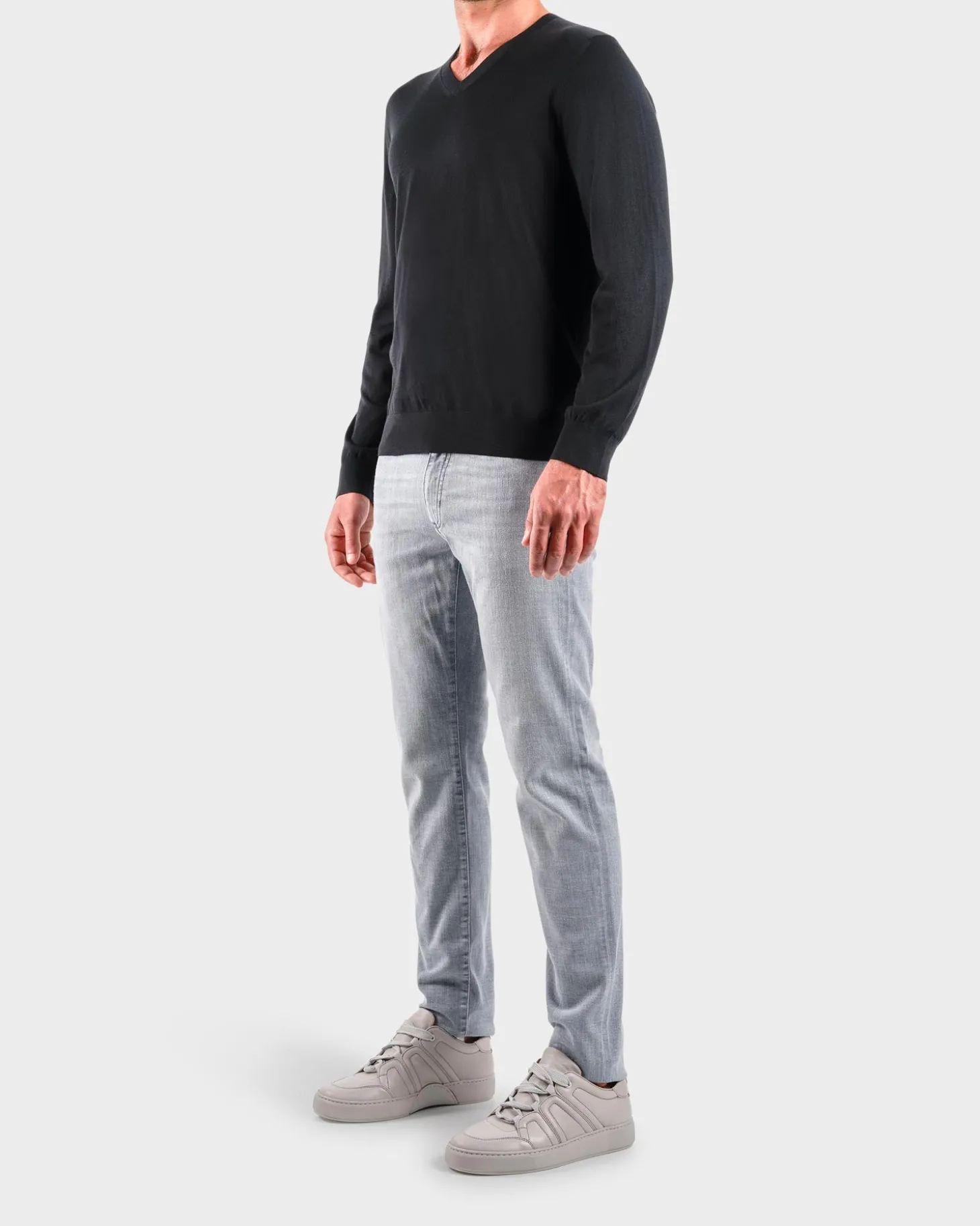 Black V Neck Wool Knit