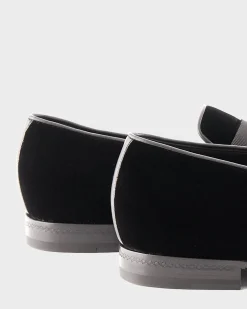 Black Velvet Lido Slip On Loafers