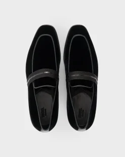 Black Velvet Lido Slip On Loafers