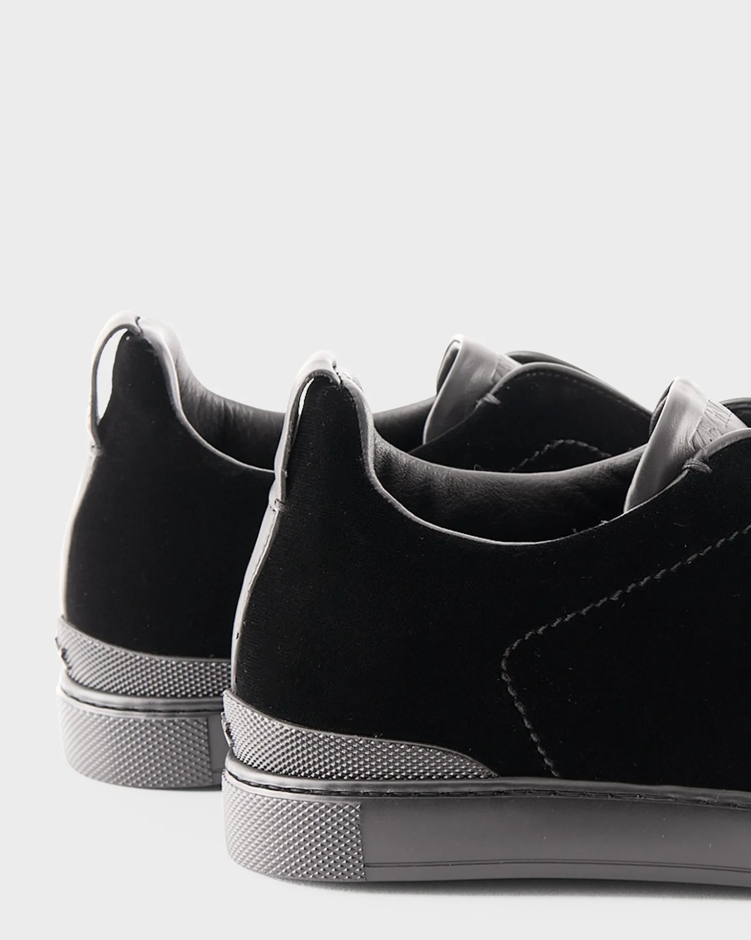 Black Velvet Triple Stitch Sneakers