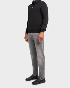 Black Wool Polo Knit Sweater