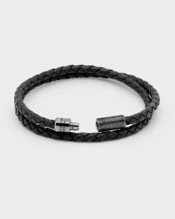 Black Woven Pop Rigato Double Wrap Bracelet