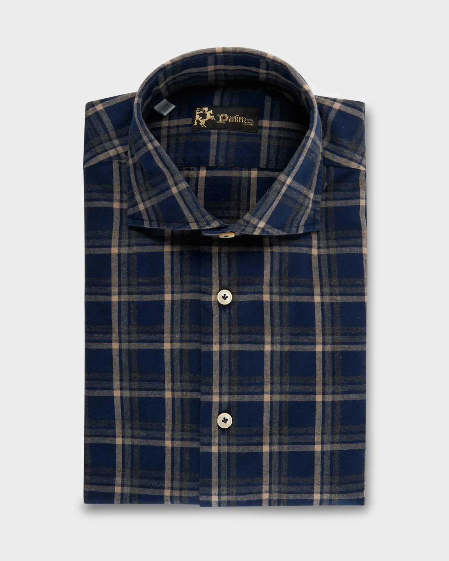 Blue And Beige Large Check Cotton Shirt