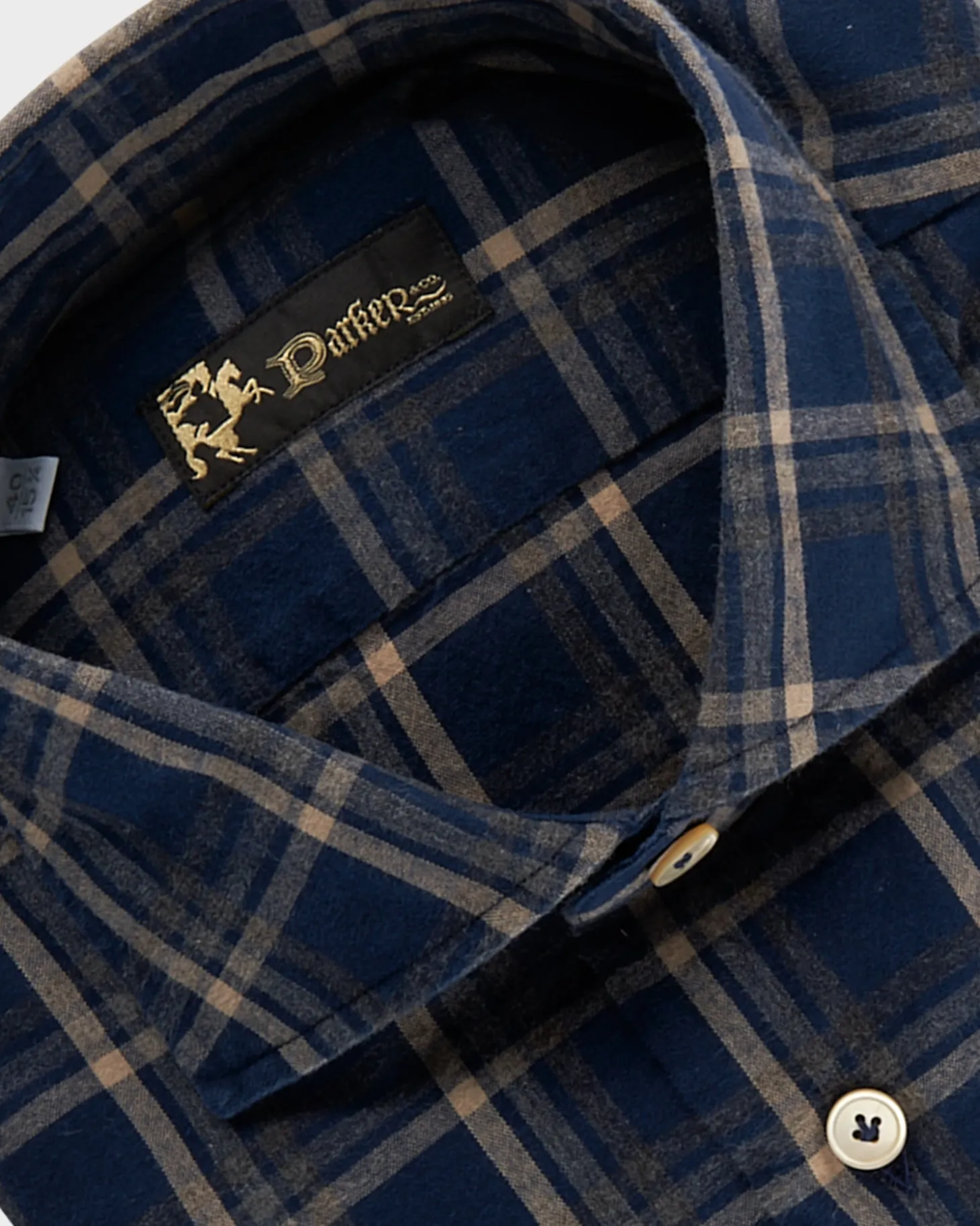 Blue And Beige Large Check Cotton Shirt
