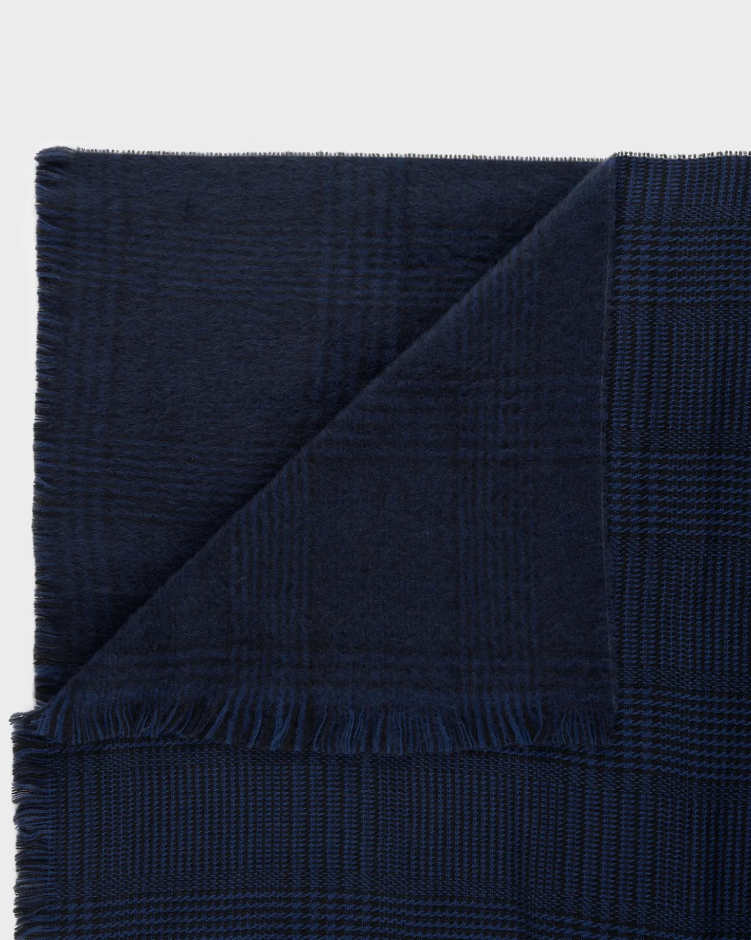 Blue And Black Houndstooth Wool Scarf