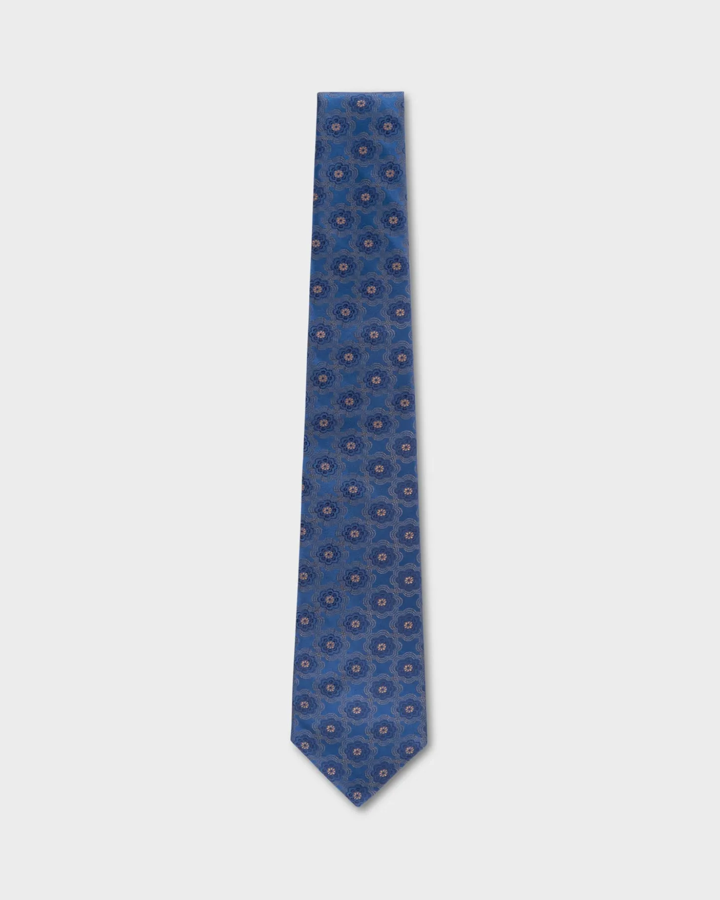 Blue And Gold Concentric Flower Tie
