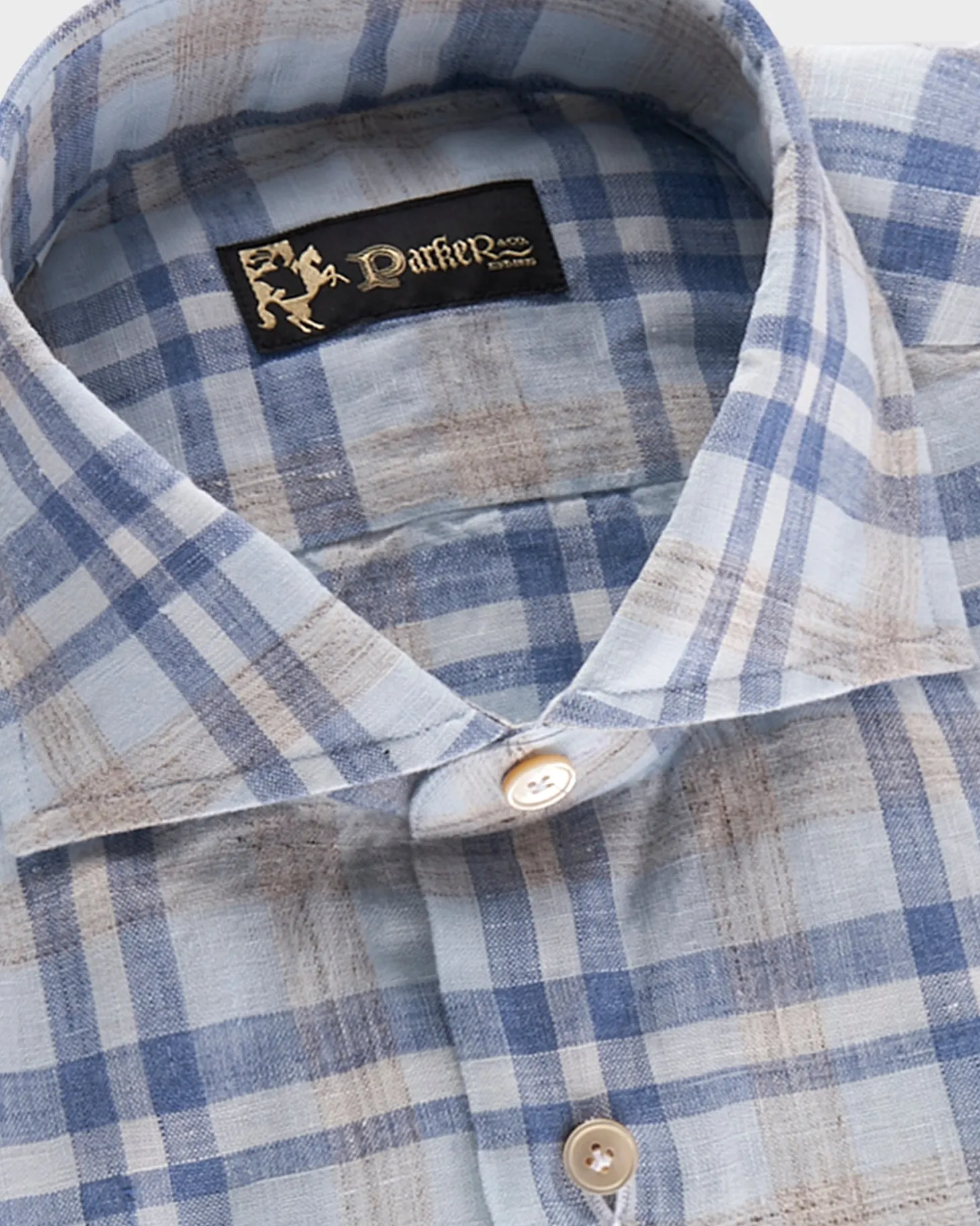 Blue And Oat Check Linen Shirt