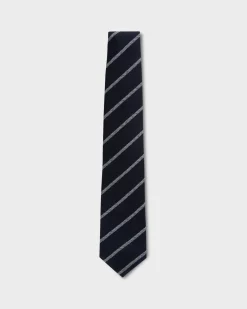 Blue And White Diagonal Stripe Tie