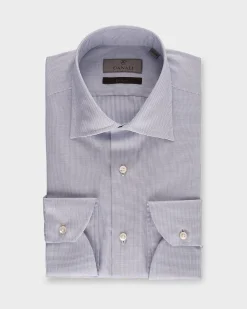 Blue And White Microtexture Exclusive Cotton Shirt