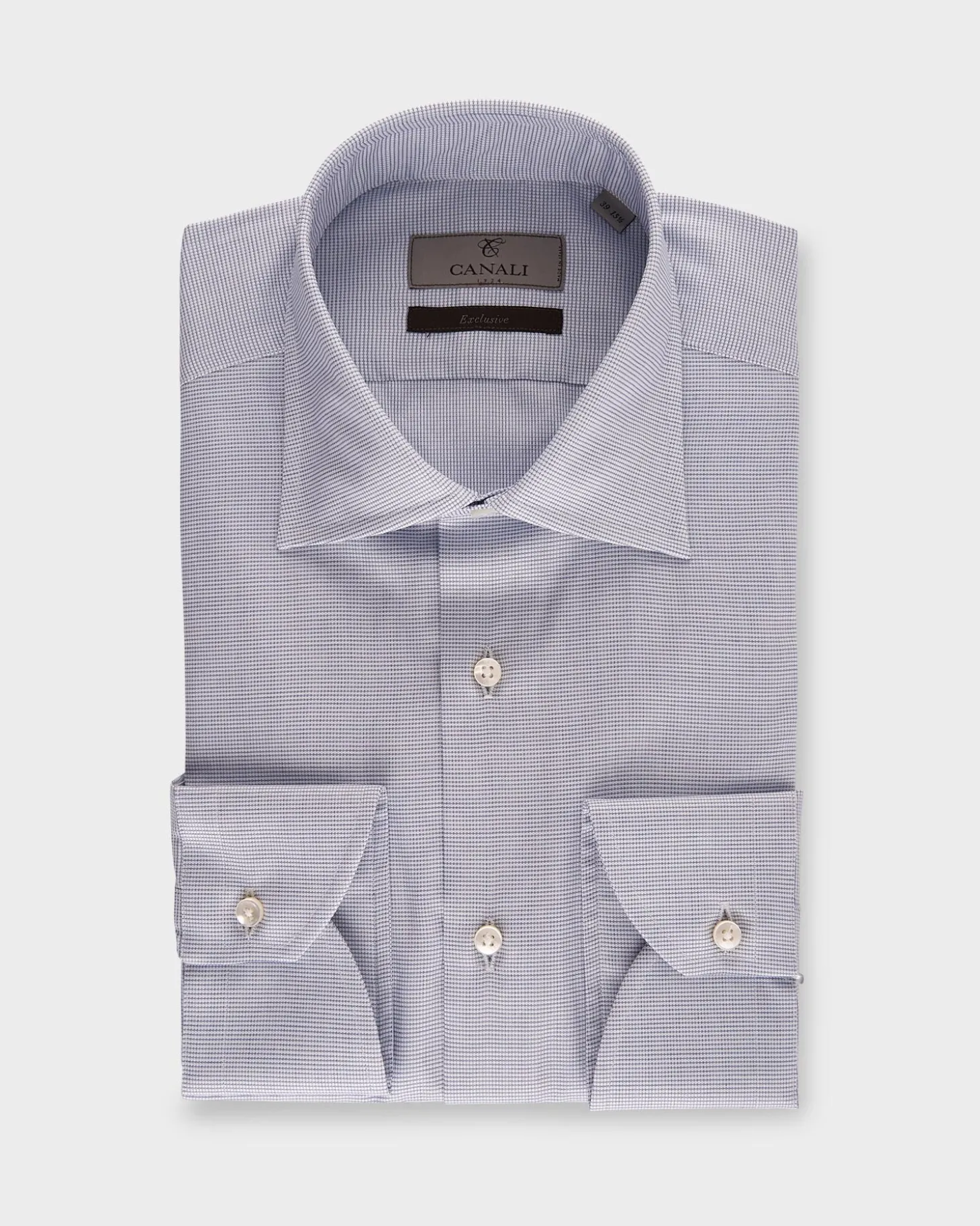 Blue And White Microtexture Exclusive Cotton Shirt