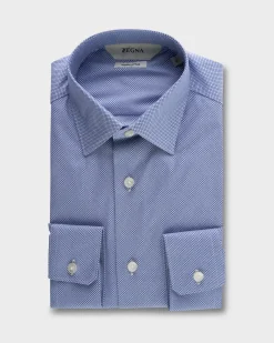 Blue And White Mini Pattern Cotton Shirt