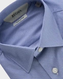 Blue And White Mini Pattern Cotton Shirt