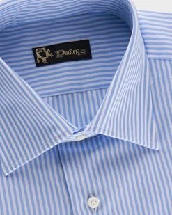 Blue And White Pinstripe Cotton Shirt