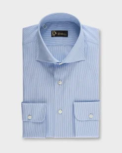 Blue And White Pinstripe Cotton Business Shirt