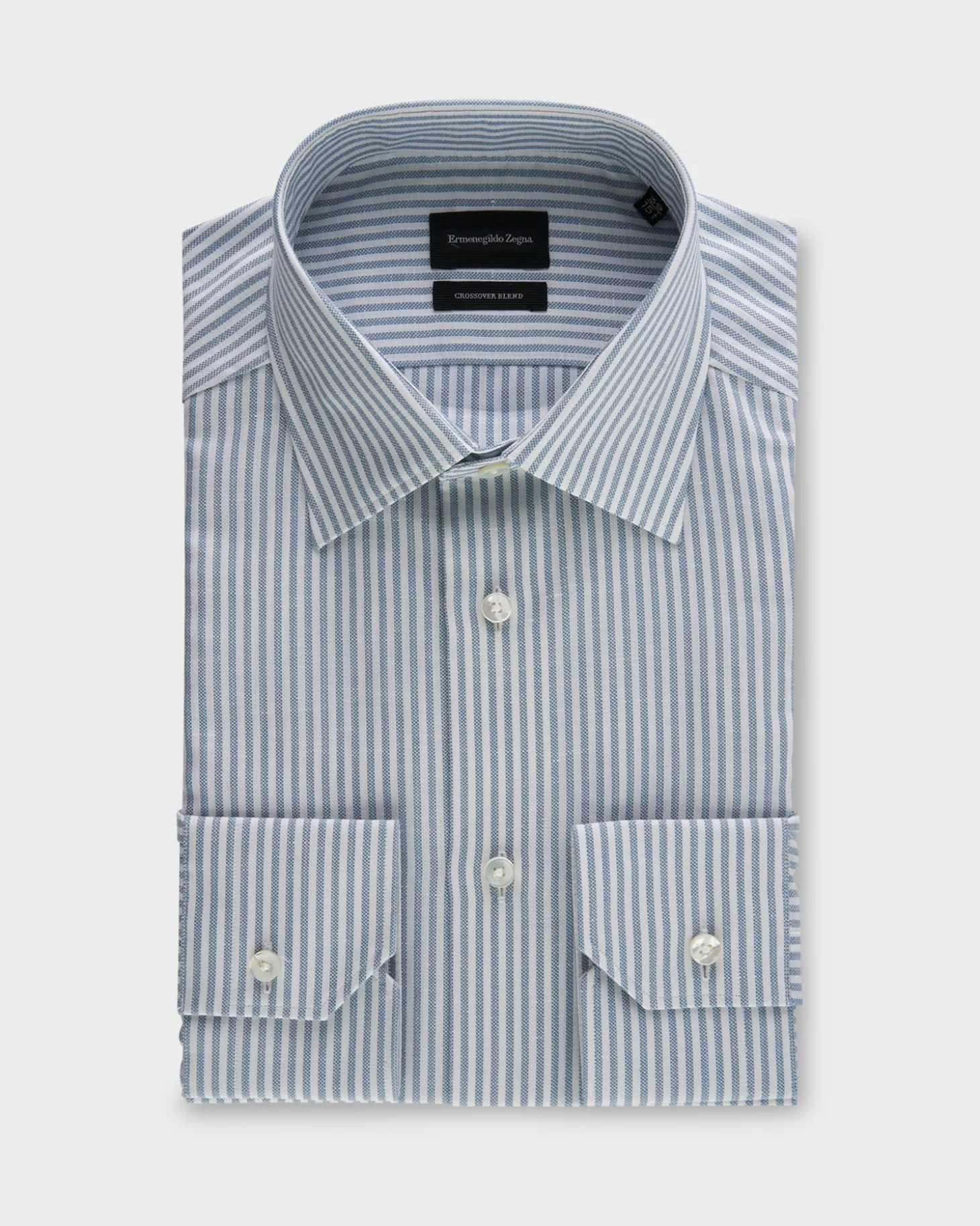 Blue And White Stripe Crossover Blend Shirt