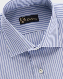 Blue And White Stripe Tailored Cotton Shirt