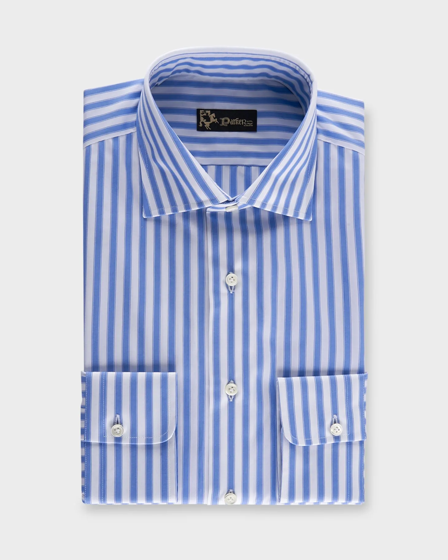 Blue And White Stripe Tailored Fit Cotton Shirt