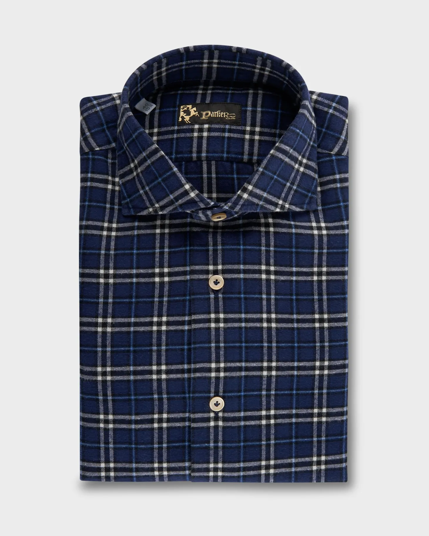 Blue Black And White Large Check Cotton Flannel Shirt