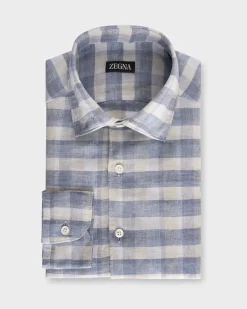 Blue Check Linen Shirt