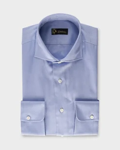 Blue Chevron Weave Cotton Business Shirt