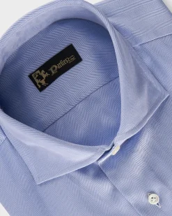 Blue Chevron Weave Cotton Business Shirt