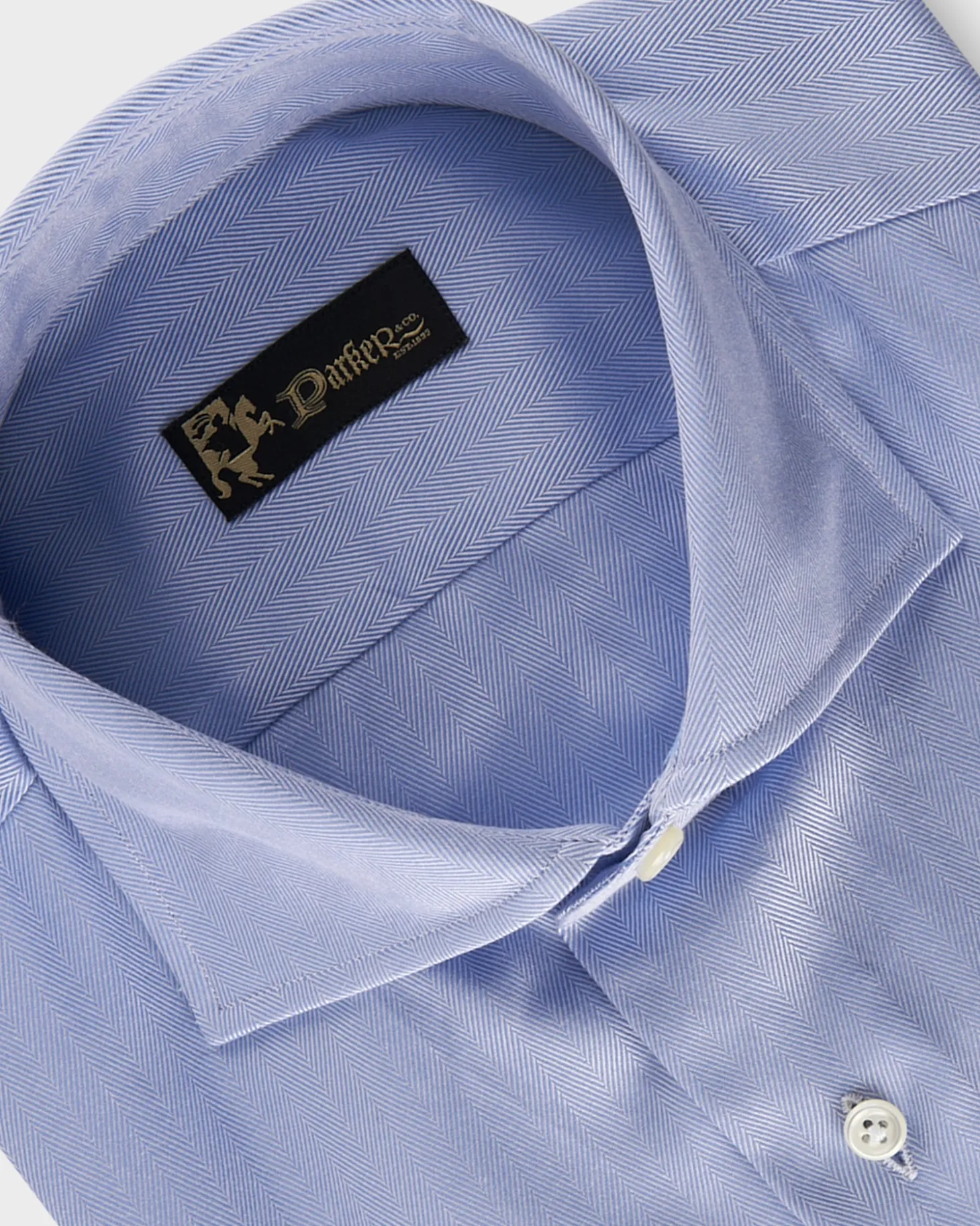 Blue Chevron Weave Cotton Business Shirt