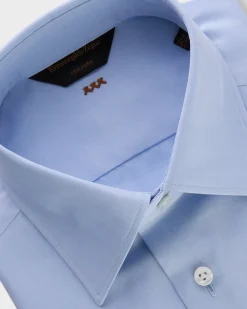 Blue Chevron Weave Sea Island Cotton Shirt