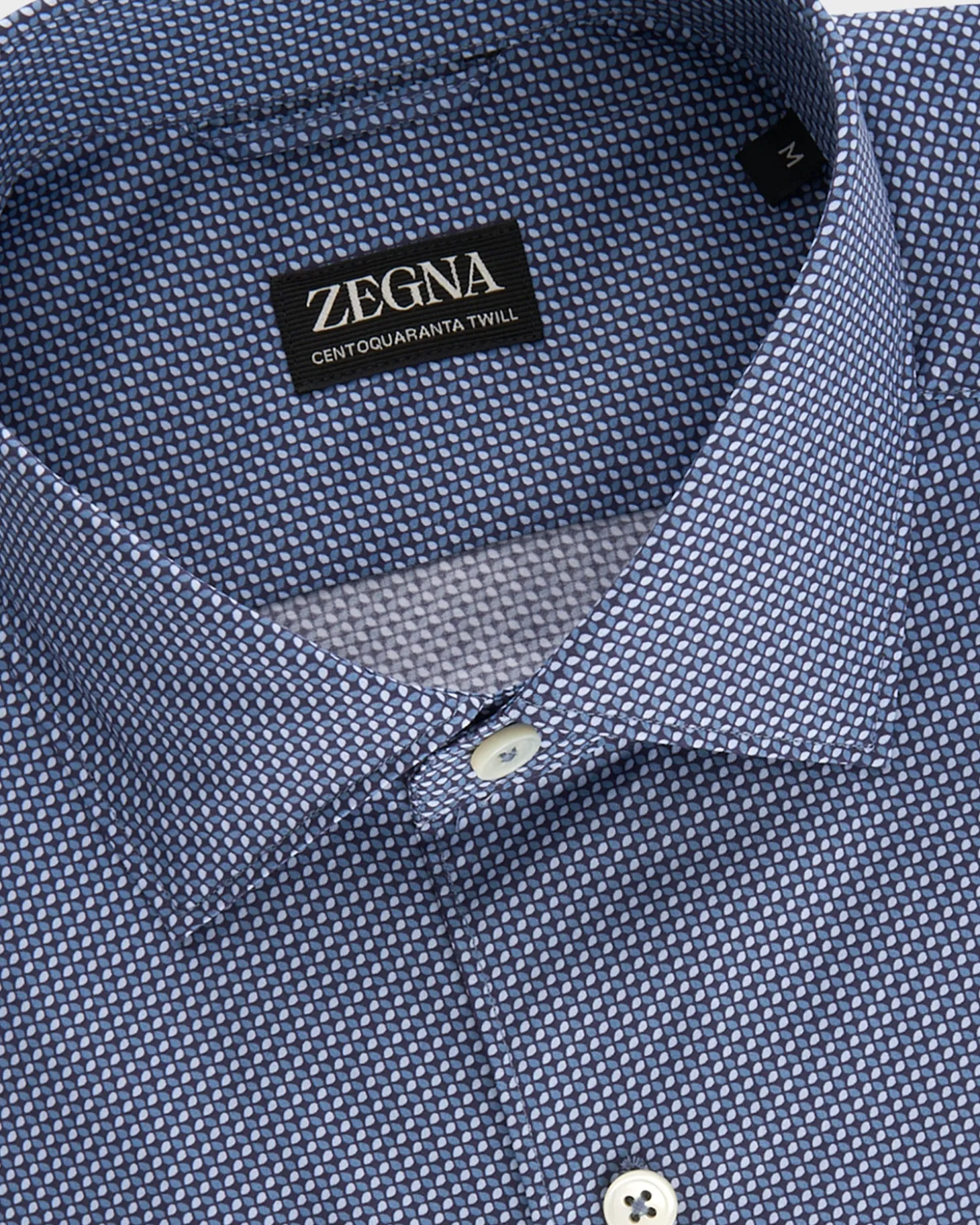 Blue Circular Pattern Centoquatra Twill Shirt