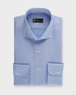 Blue Compact Textured Weave Cotton Shirt