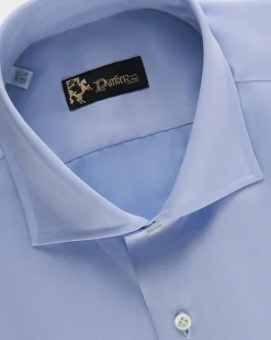 Blue Compact Textured Weave Cotton Shirt
