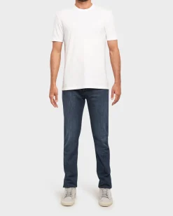 Blue Cotton And Silk Lux Slim Fit Jeans