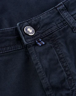 Blue Cotton And Silk Lux Slim Fit Jeans