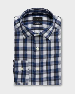 Blue Cotton Check Shirt