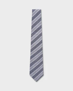 Blue Diagonal Striped Silk Tie