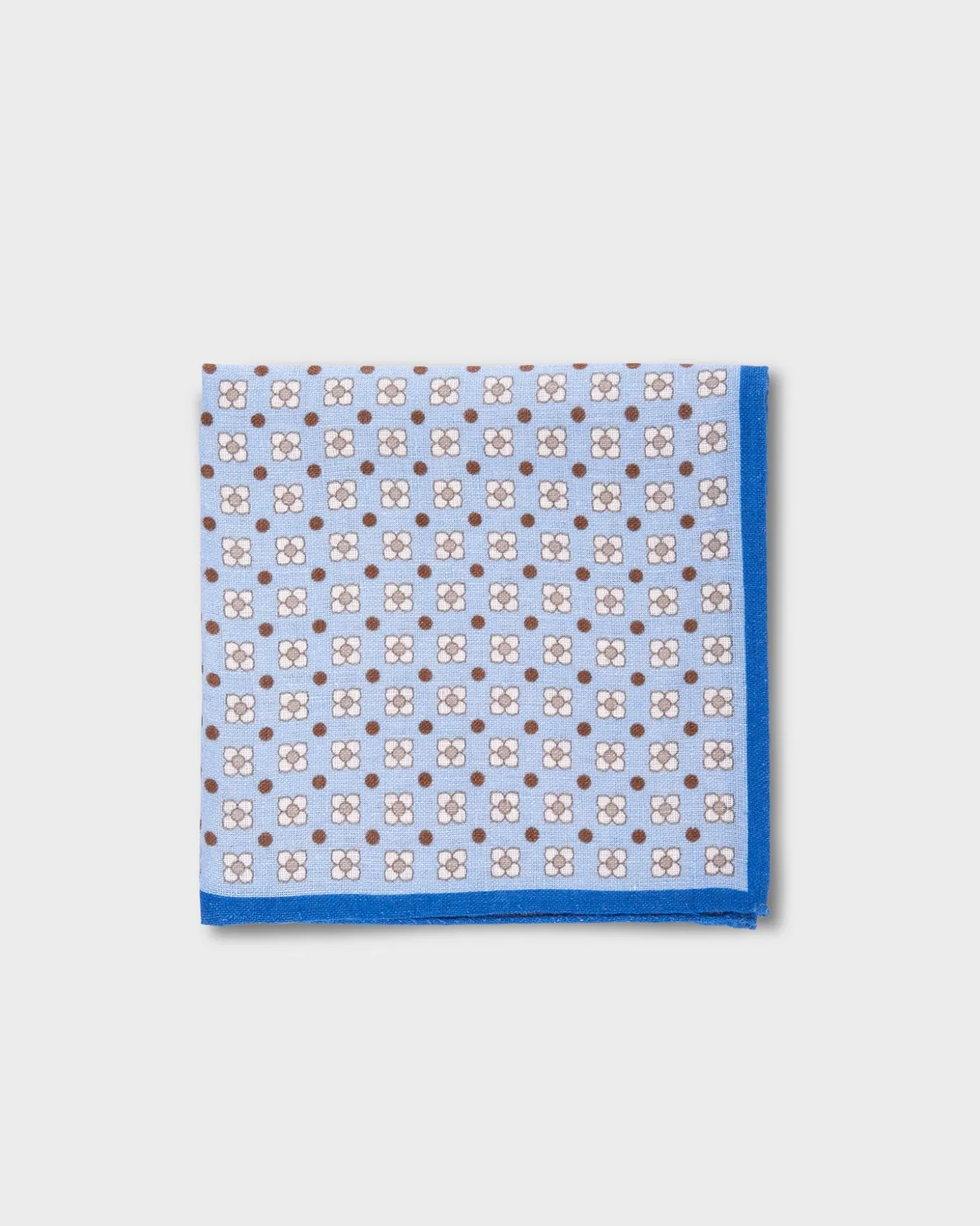 Blue Floral Linen Pocket Square