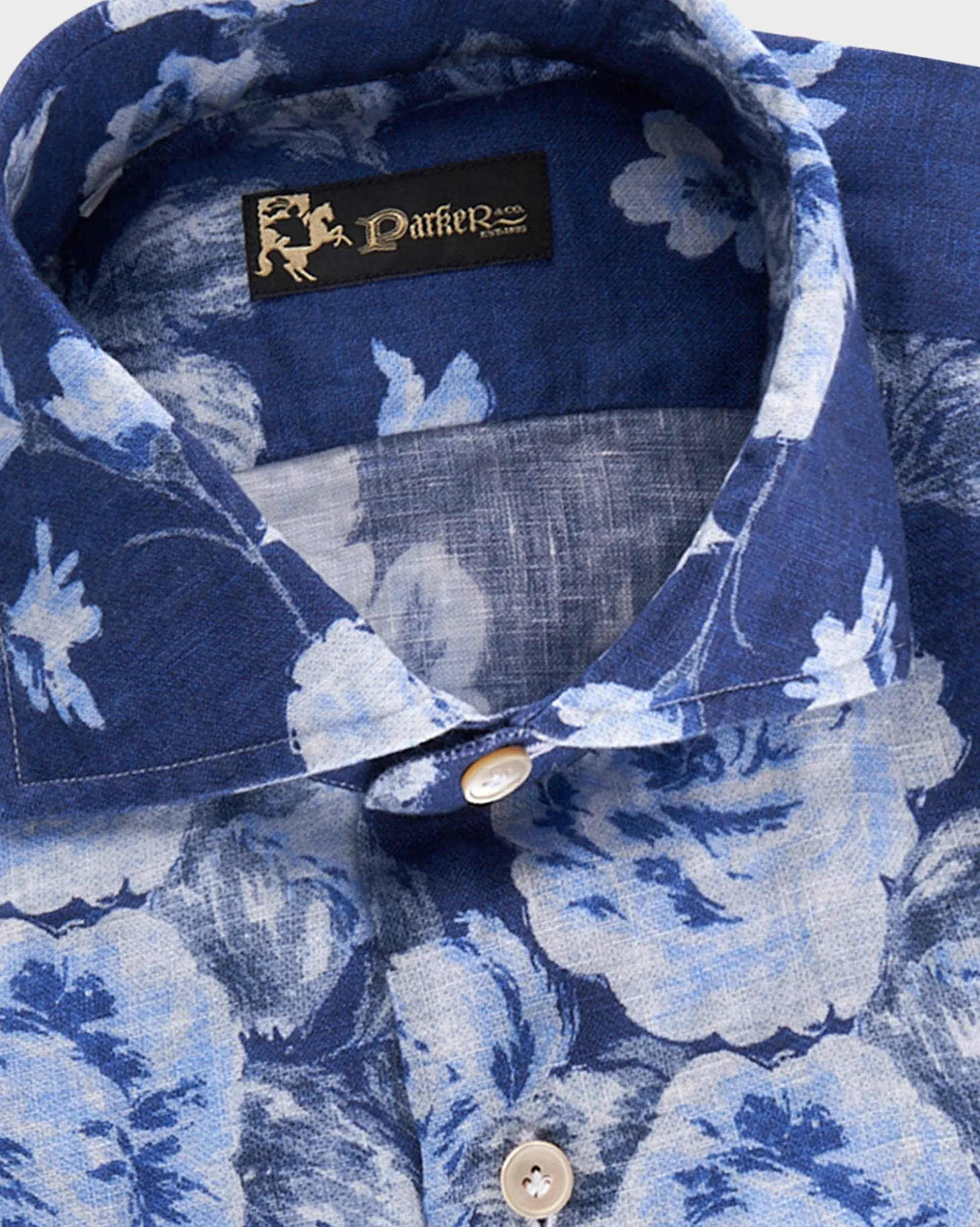 Blue Floral Linen Shirt