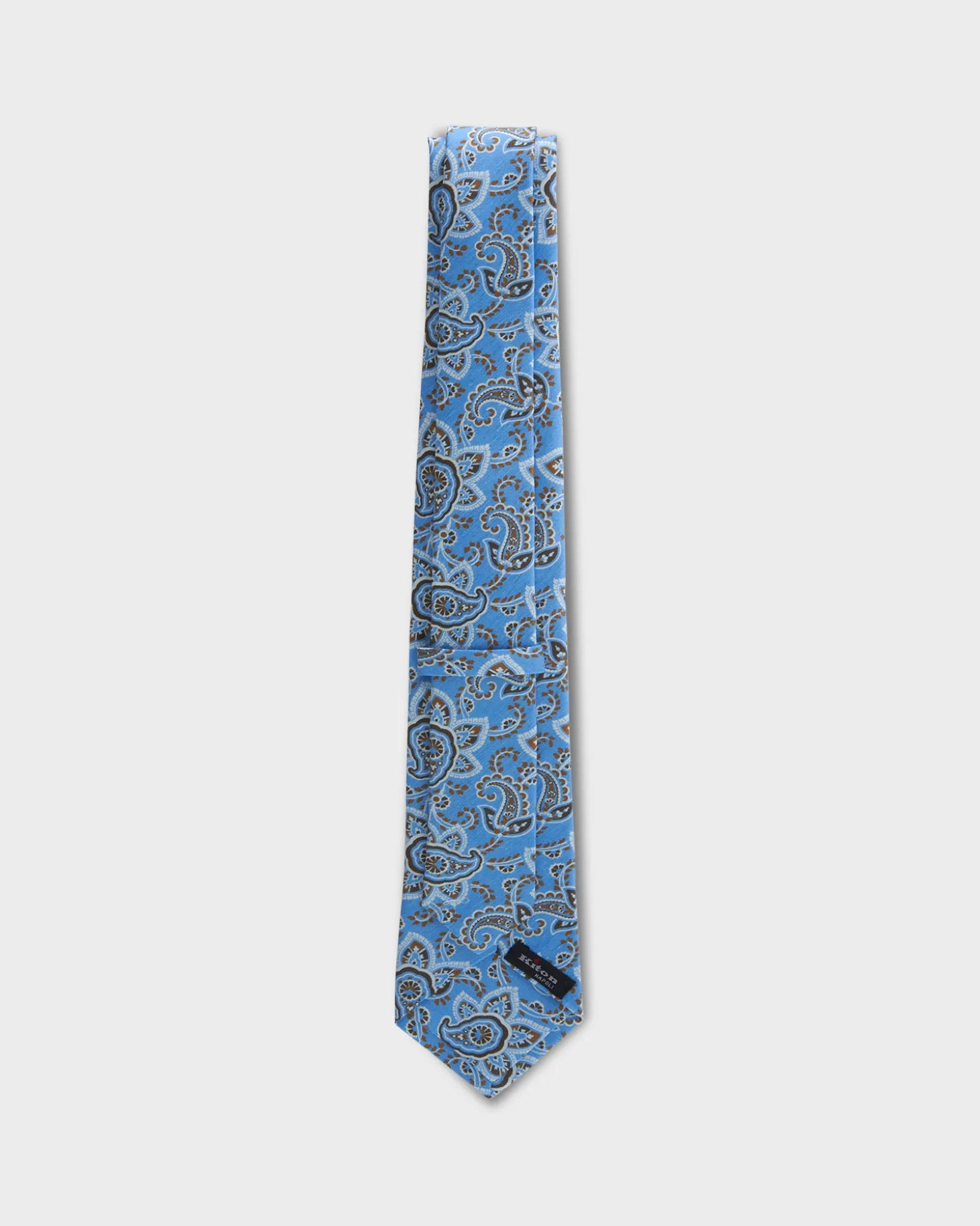 Blue Floral Paisley Silk Linen Tie