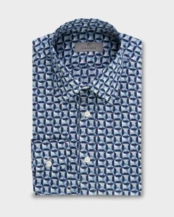 Blue Geometric Pattern Cotton Shirt