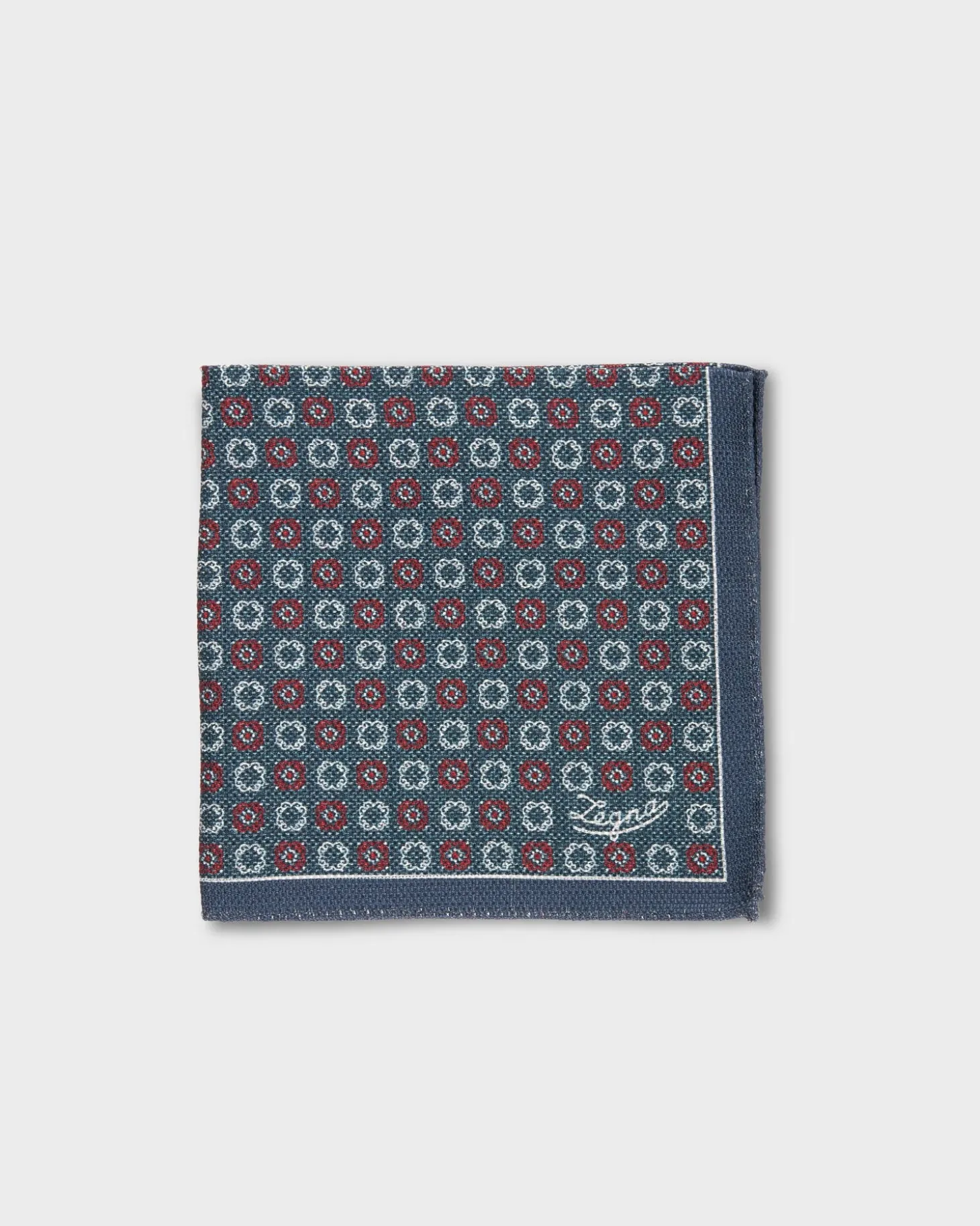 Blue Green With Red Pocket Square