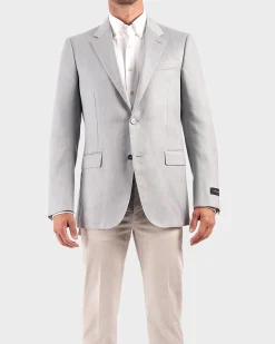 Blue Grey Cotton Silk Cashmere Blend Sports Jacket