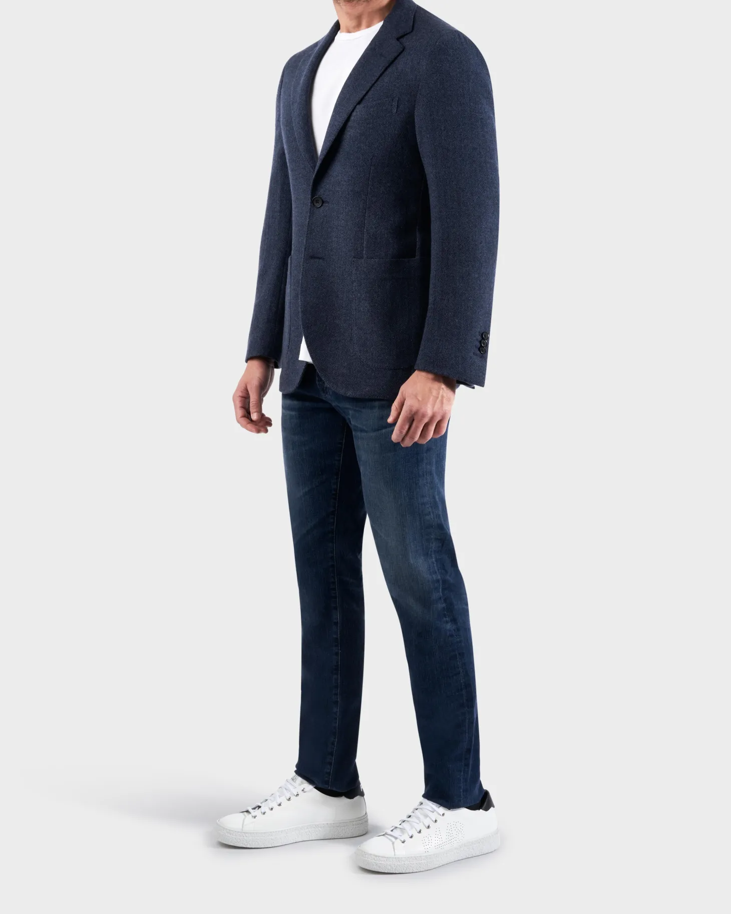 Blue Herringbone Wool Jacket