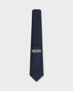 Blue Hollow Circle Pattern Cotton Tie