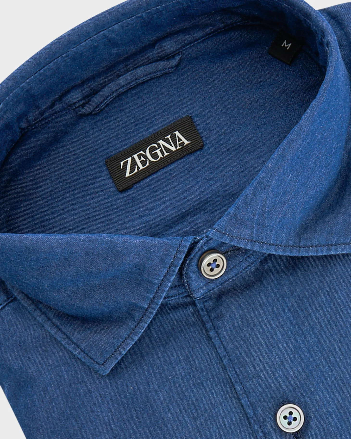Blue Indigo Dyed Cotton Denim Shirt